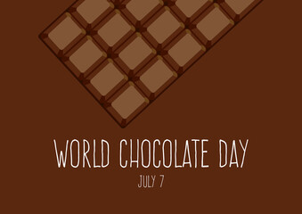 World Chocolate Day vector. Dark chocolate bar icon vector. Milk chocolate bar on a brown background vector. Chocolate Day Poster, July 7. Important day