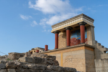 Raging bull at the archaeological site of Knossos in Crete, Greece
