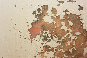 Old Paint cracked white color crack With steel rusty inside. Old steel paint cracked.