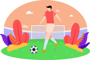 Obraz na płótnie Canvas football soccer player vector flat illustration design concept