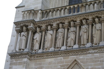 Paris, Cathedral of Notre Dame: statues of saints on the west facade 