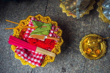 View of Khmer wedding, this is a traditional wedding follow Khmer culture,people in the traditional clothing participating in a wedding ceremony
