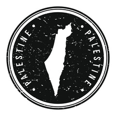 Palestine Map Symbol. Round Design Stamp. Travel and Business Vector.