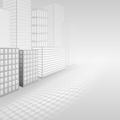 abstract building perspective, white and grey background vector