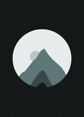 color Mountains rocks silhouette art logo design illustration