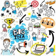 successful idea doodles icon set