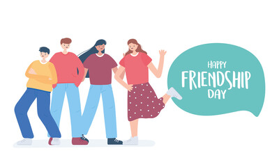 happy friendship day, diverse friend group of people special event celebration