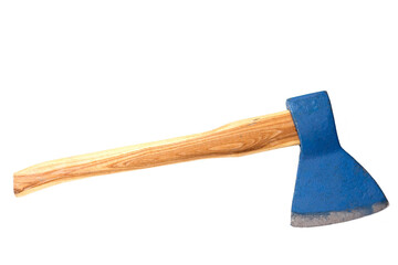 ax with wooden handle isolated on white background