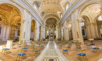 Obraz premium Rome, Italy - home of the Vatican and main center of Catholicism, Rome displays dozens of historical, wonderful churches. Here in particular the Santi Bonifacio ed Alessio basilica 