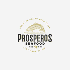 Vintage Fish Logo Design Illustration For Fish Shop