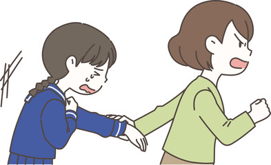 不登校の女の子と母親