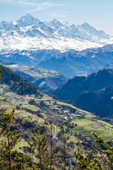 panorama of georgia mountains and snow