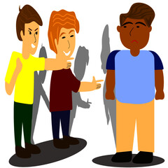 Obraz premium Concept of racisim, people pointing finger to african american., 