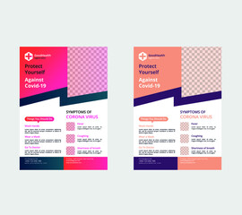 Coronavirus Covid-19 Medical HealthCare Vector flyer template. Vector illustration.