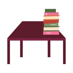 Isolated home table with books vector design