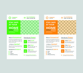 Coronavirus Covid-19 Medical HealthCare Vector flyer template. Vector illustration.