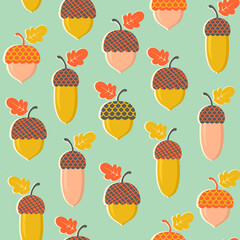 Retro acorns. Seamless pattern. Vector illustration. © Julia