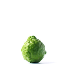 Fresh Green Bergamot fruit isolated on white background.