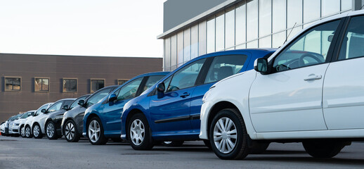 Cars in a row. Used car sales	