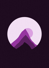 color Mountains rocks silhouette art logo design illustration