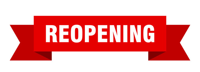 reopening ribbon. reopening isolated band sign. reopening banner