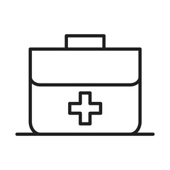 Obraz premium kit first aid equipment healthcare medical and hospital pictogram line style icon