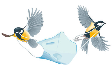 M&eacute;sange portant un masque