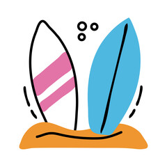 surboard sport line and fill icon