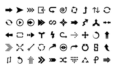 Fototapeta na wymiar arrows symbols icon set, silhouette style