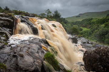 The Loup of Fintry waterfall onf the River Endrick is located approx. two miles from Fintry village, near Stirling. This impressive 94ft waterfall is best seen after a prolonged period of rain or snow