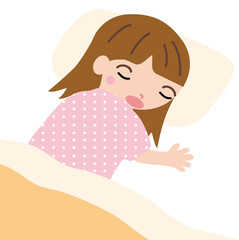 ベッドで眠る女の子