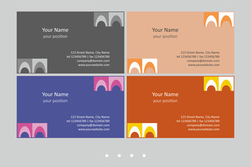 Simple business card template in four color schemes.