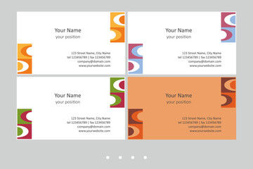 Simple business card template in four color schemes.