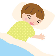ベッドで眠る男の子