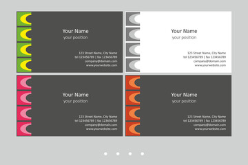 Simple business card template in four color schemes.
