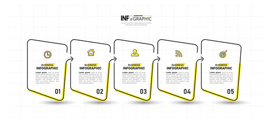 Timeline Infographics design template, linear concept with 5 steps	
