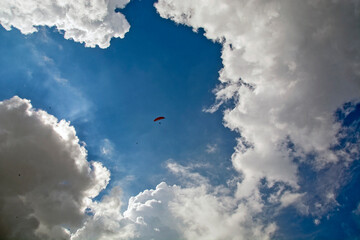 Paraglider among the clouds