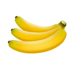 Banana 3d painting isolated on white background