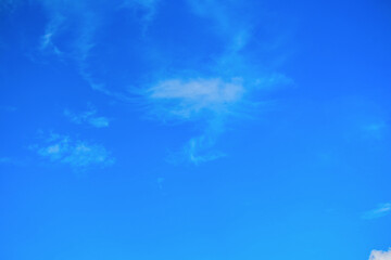 Pictures of bright blue sky, Bright blue sky with small white clouds