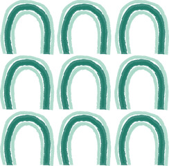 Abstract seamless pattern with simple rainbows. Childish vector background in Scandinavian style.