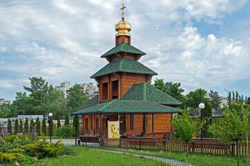 Fototapeta na wymiar Small wooden bell tower