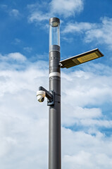 Lamppost with LED lamp and CCTV camera
