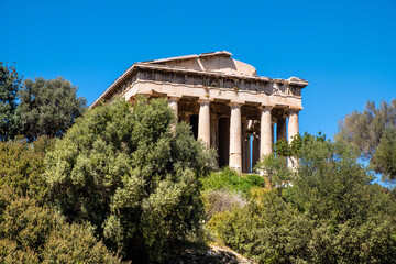 Fototapeta na wymiar Ancient Temple of Hephaestus, Hephaisteion, in Athenian Agora archeological area of Athens, Greece