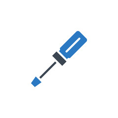 Screwdriver Related Vector Glyph Icon. Isolated on White Background. Vector Illustration.