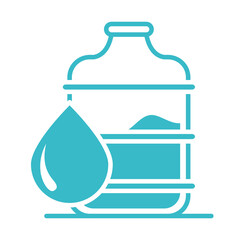 plastic bottle and water drop nature liquid blue silhouette style icon