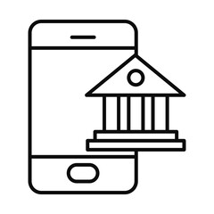 smartphone and academic building icon, line style
