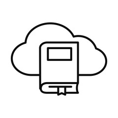 cloud storage and academic book icon, line style