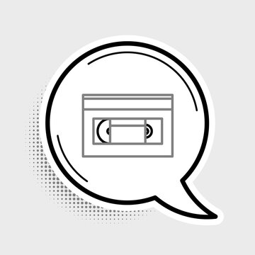 recommend clip art: Line VHS video cassette tape icon isolated on grey background. Colorful outline concept. Vector