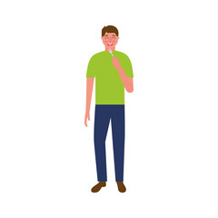 Isolated avatar man with fork vector design