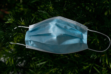Used Corona Virus mask outdoors